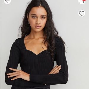 Black rib knit H&M long sleeve top